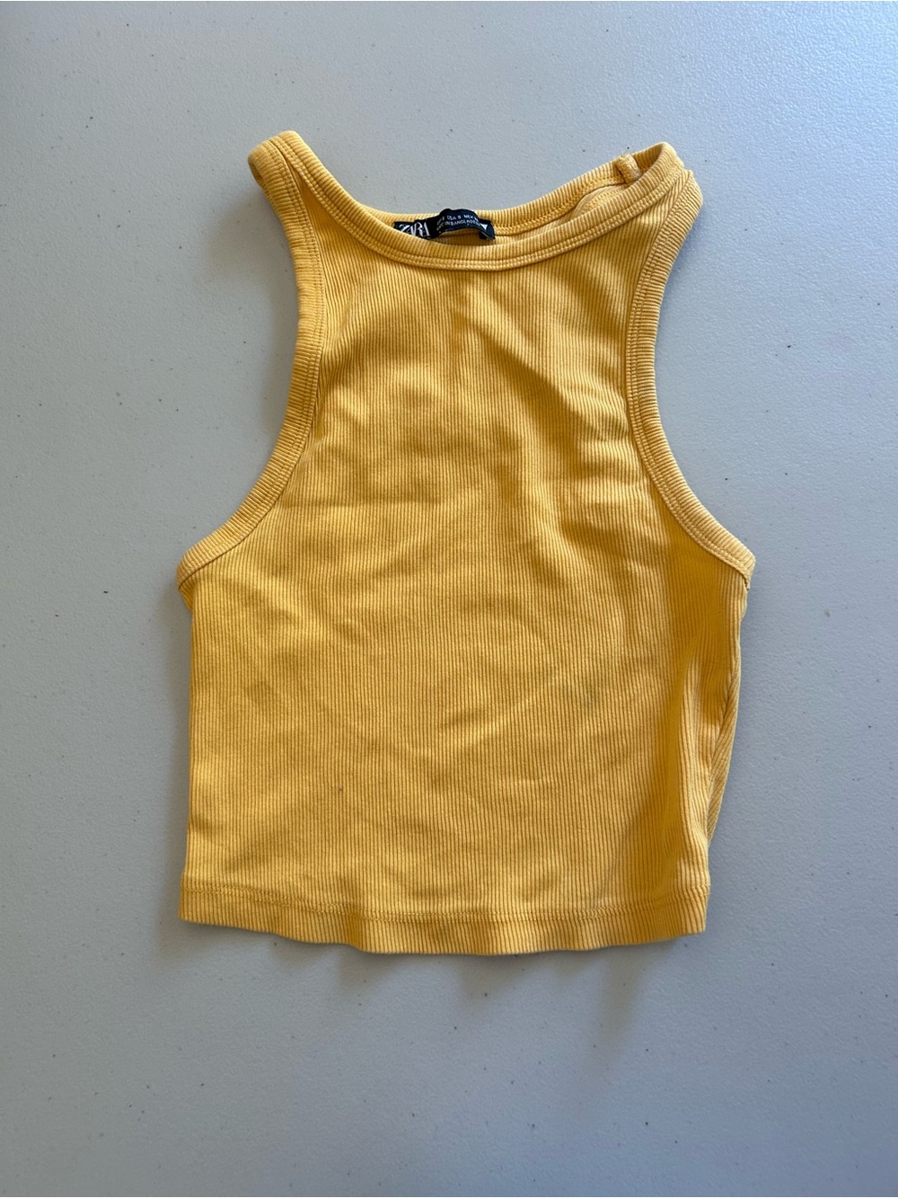 yellow ribbed crop top size small from Zara